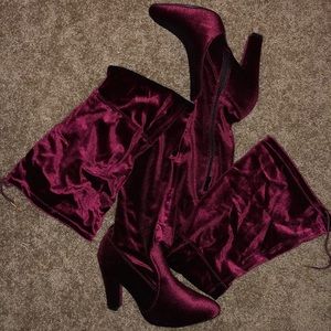 Thigh High Maroon Boots